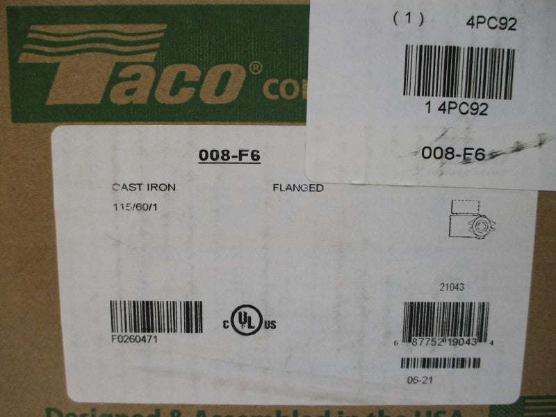 TACO 008-F6 115V 0.79A 125PSI NSMP