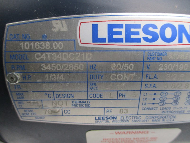 LEESON 101638.00 C4T34DC21D 460/380V 3/2.6A NSNP