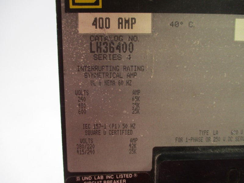 SQUARE D LH36400 SER. 4 600V 400A NSNP