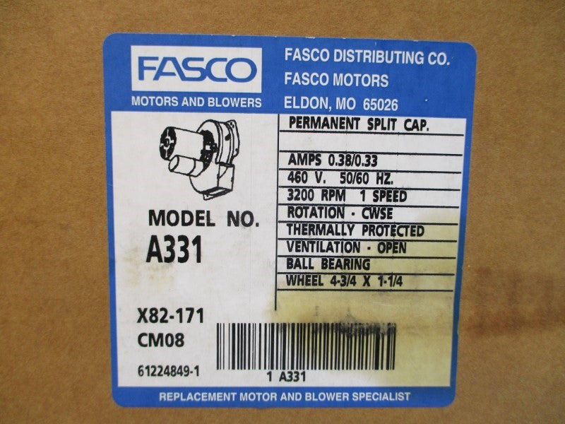 FASCO A331 U62HV1B1 460V 0.38/0.33A NSMP
