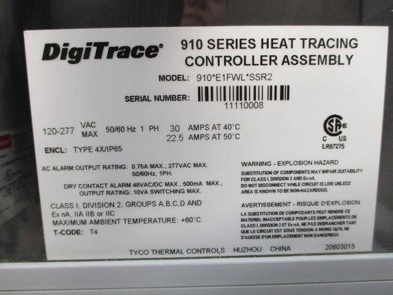 DIGITRACE 910*E1FWL*SSR2 120-277VAC 22.5/30A NSNP