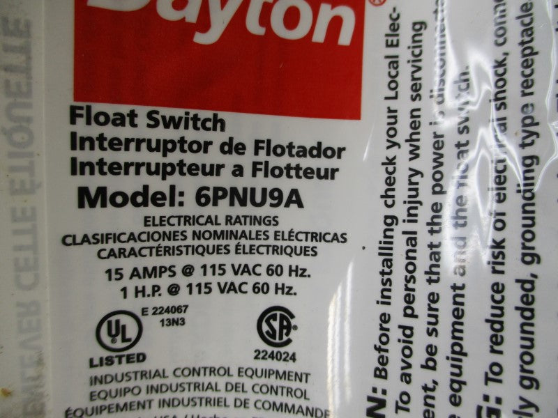 DAYTON 6PNU9A 115VAC 15A NSMP
