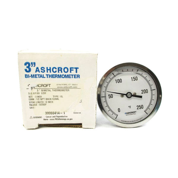 ASHCROFT 30EL60R060 0/250'F 3" STEM6 NSMP