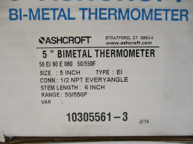 ASHCROFT 50EI60E060 50/550'F 5" NSMP