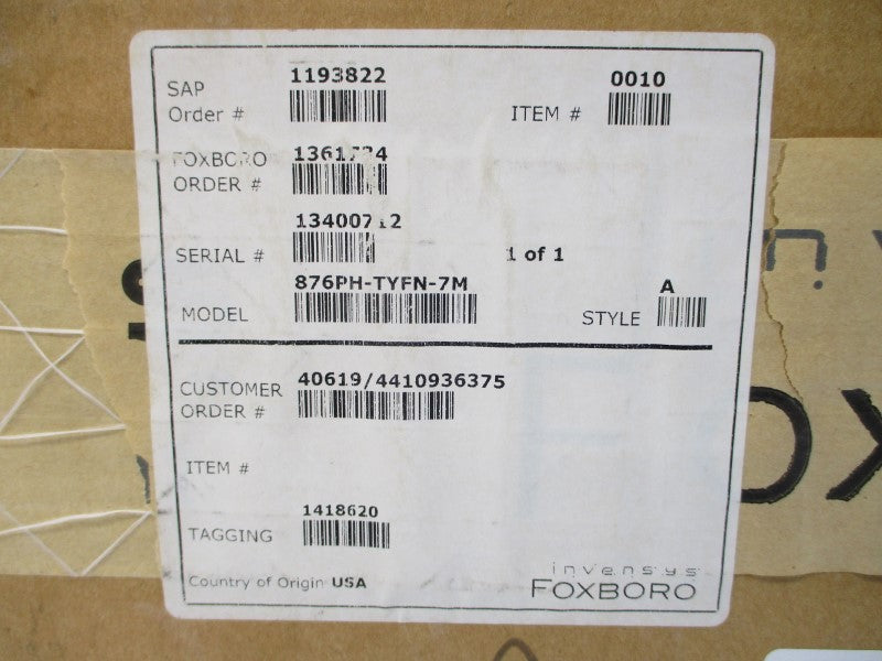 FOXBORO 876PH-TYFN-7M 12.8-42VDC NSMP
