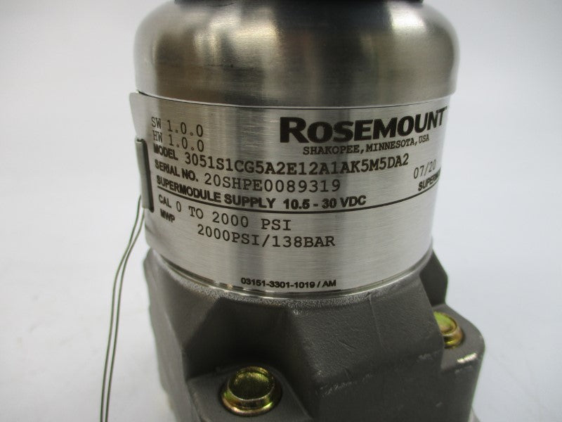 ROSEMOUNT 3051S1CG5A2E12A1AK5M5DA2 10.5-30VDC 0-2000PSI NSMP