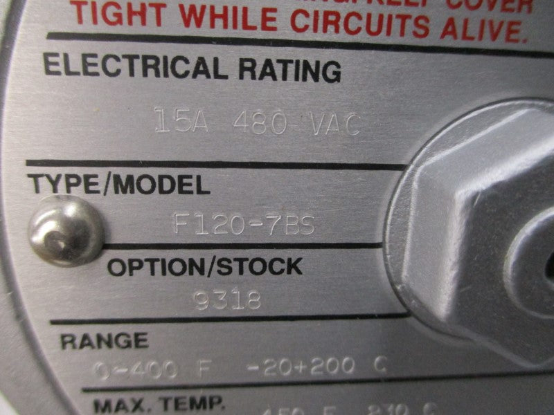 UNITED ELECTRIC CONTROLS F120-7BS 480VAC 15A NSMP