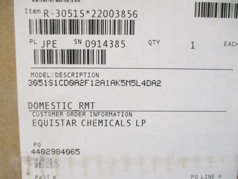 ROSEMOUNT 3051S1CD0A2F12A1AK5M5L4DA2 10.5-30VDC 750PSI NSMP