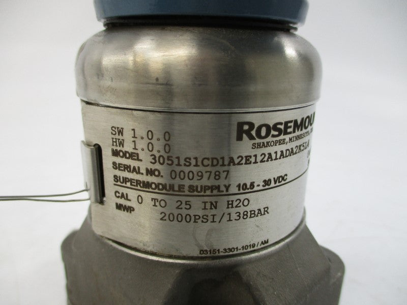 ROSEMOUNT 3051S1CD1A2E12A1ADA2K5L4 10.5-30VDC 2000PSI NSNP