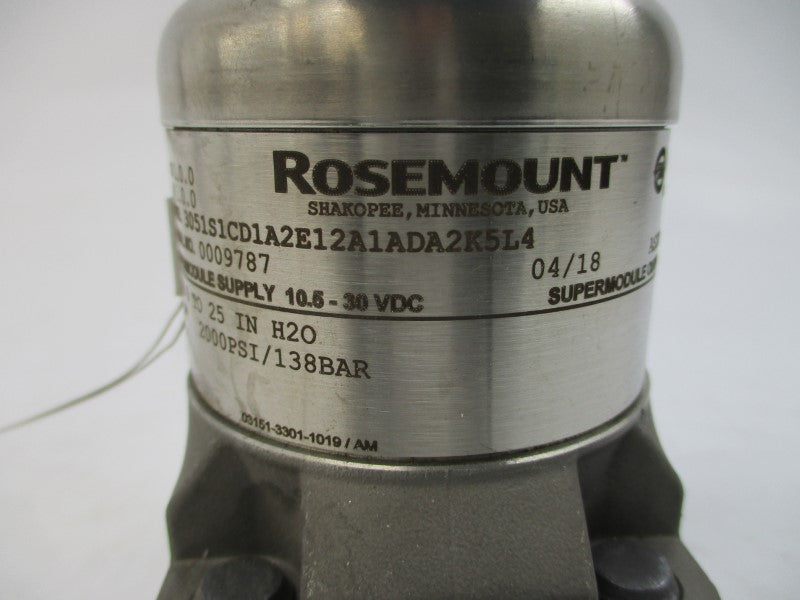 ROSEMOUNT 3051S1CD1A2E12A1ADA2K5L4 10.5-30VDC 2000PSI NSNP