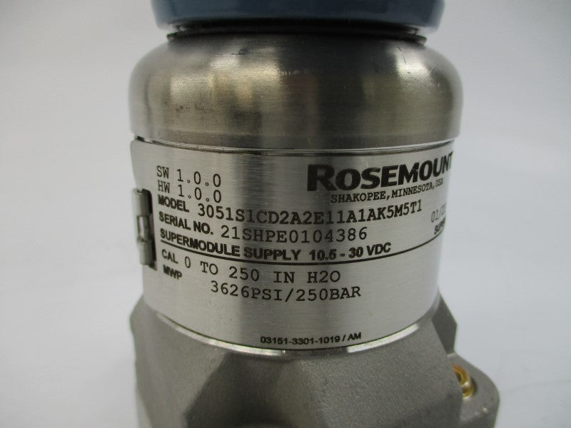 ROSEMOUNT 3051S1CD2A2E11A1AK5M5T1 10.5-30VDC 3626PSI NSMP
