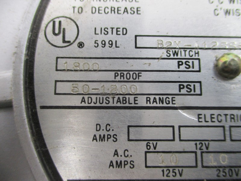 BARKSDALE B2X-A12SS-UL 600VAC 10A 50-1200PSI NSMP