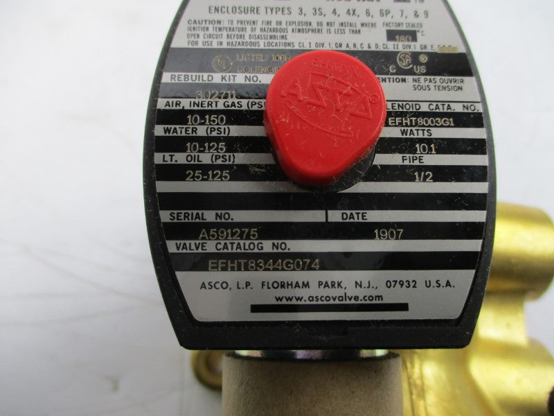 ASCO EFHT8344G074 110/120V 10-150PSI 1/2" NSMP