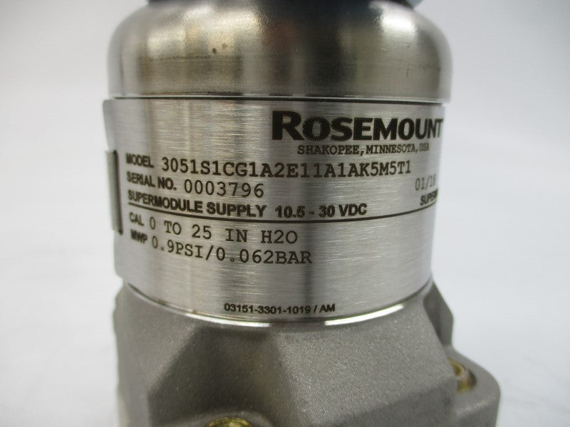 ROSEMOUNT 3051S1CG1A2E11A1AK5M5T1 10.5-30VDC 0.9PSI NSMP
