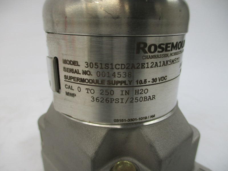 ROSEMOUNT 3051S1CD2A2E12A1AK5M5T1 10.5-30VDC 3626PSI NSNP
