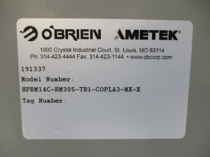 O'BRIEN AMETEK 191337 HPRM14C-RM305-TR1-COPLA3-MX-X NSNP