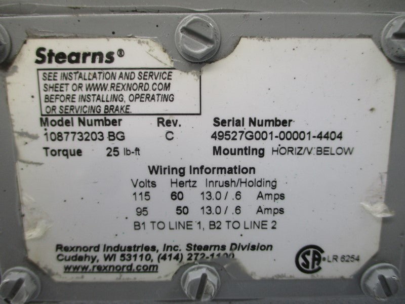 STEARNS 108773203 95/115V 13.0/.6A NSNP