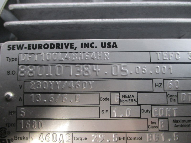 SEW-EURODRIVE DFT100L4BM64HR 230/460V 13.6/6.8A NSNP