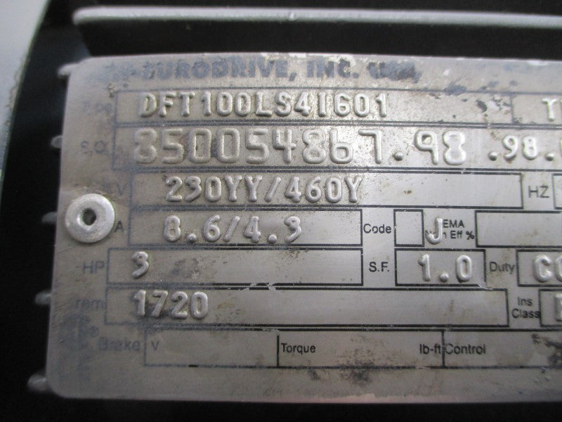 SEW-EURODRIVE DFT100LS41601 230/460V 8.6/4.3A NSNP