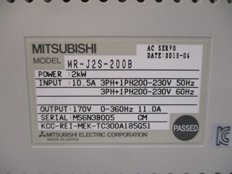 MITSUBISHI MR-J2S-200B 200-230VAC 10.5A NSMP