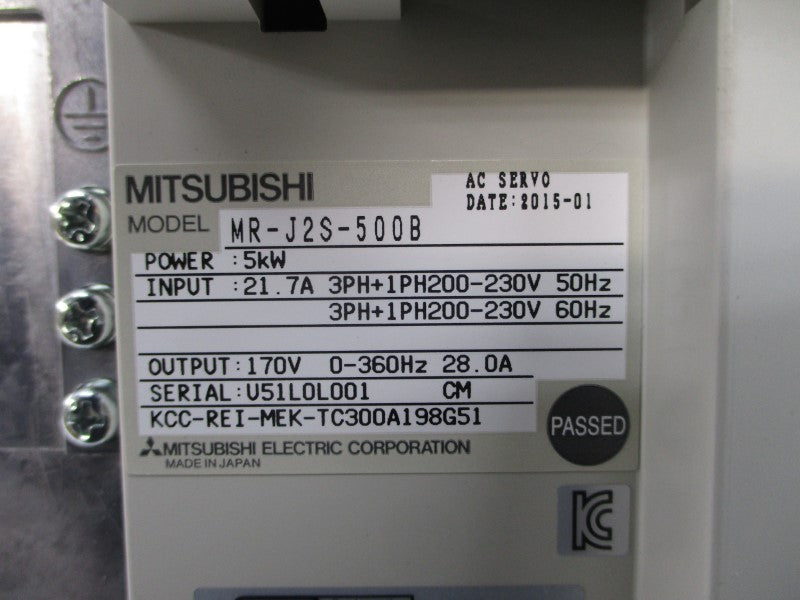 MITSUBISHI MR-J2S-500B 200-230VAC 21.7A NSMP