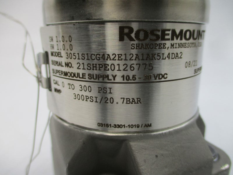 ROSEMOUNT 3051S1CG4A2E12A1AK5L4DA2 10.5-30VDC 300PSI NSMP