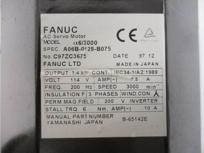 FANUC A06B-0128-B075 114VAC 7.5A NSNP