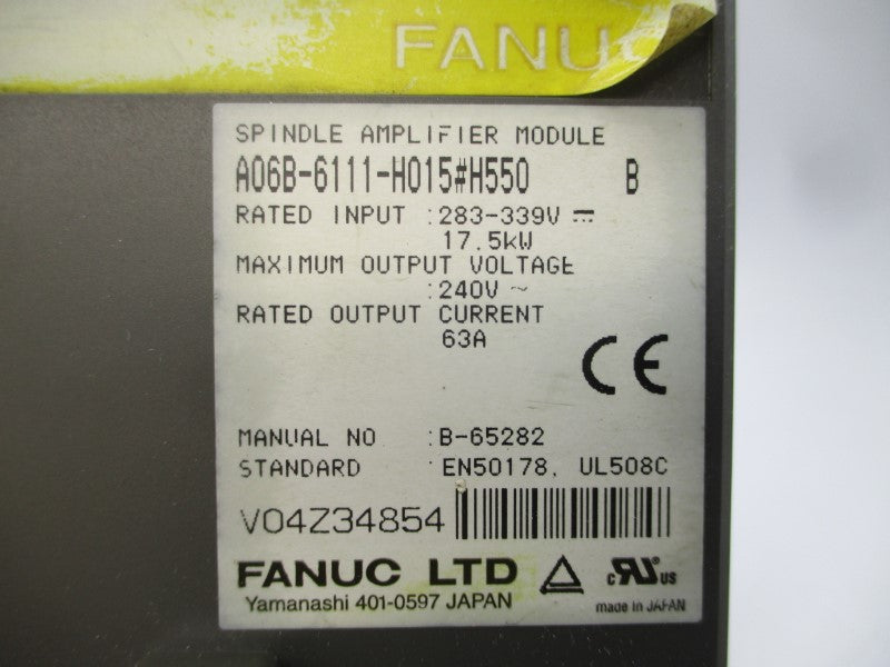 FANUC A06B-6111-H015#H550 283-339V 63A UNMP