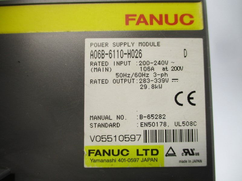 FANUC A06B-6110-H026 200-240V 106A UNMP