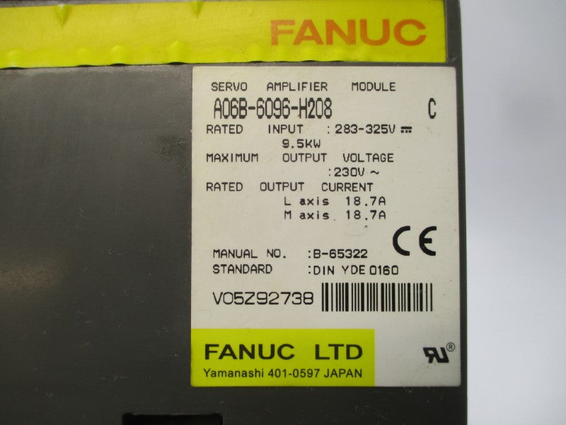 FANUC A06B-6096-H208 283-325V 18.7A UNMP
