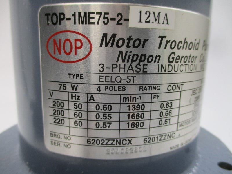 NIPPON TOP-1ME75-2-12MA EELQ-5T 200/220V 0.60/0.57A NSNP