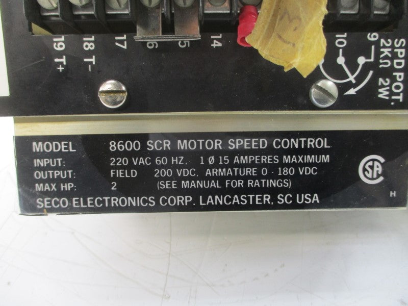 SECO ELECTRONICS 8600SCR 8604-N0 220VAC 15A NSNP