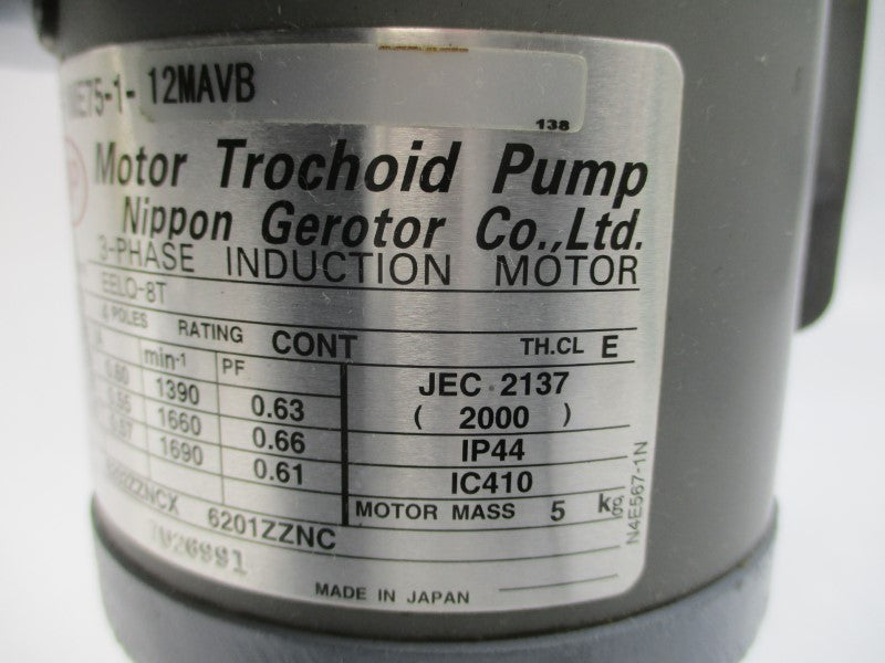 NIPPON TOP-1ME75-1-12MAVB EELQ-8T 200/220V 0.60/0.57A NSNP