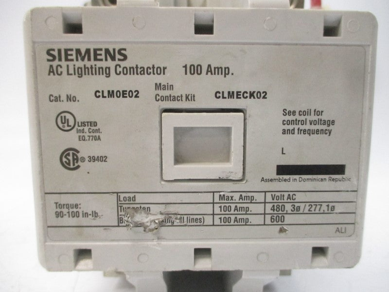SIEMENS CLM0E02240 220/240VAC 100A NSNP