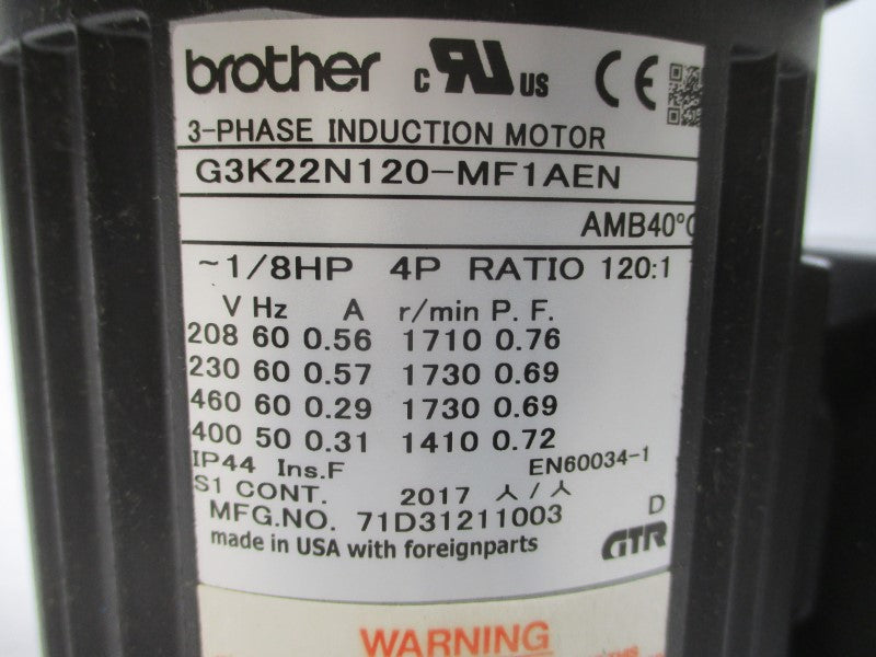 BROTHER G3K22N120-MF1AEN 71D31211003 208/460V 0.29/0.57A NSNP