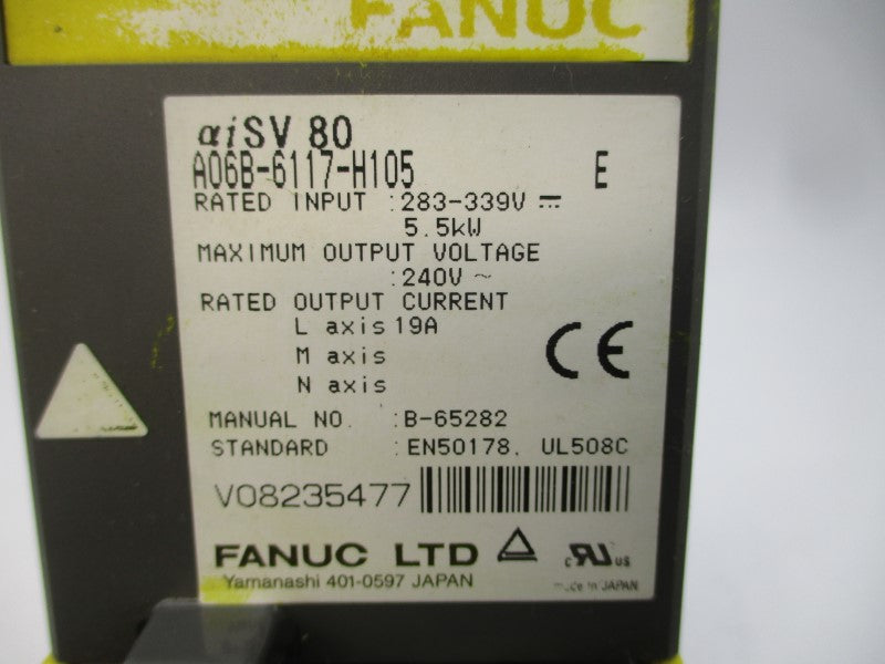 FANUC A06B-6117-H105 283-339V 19A (MISSING BATTERY) UNMP