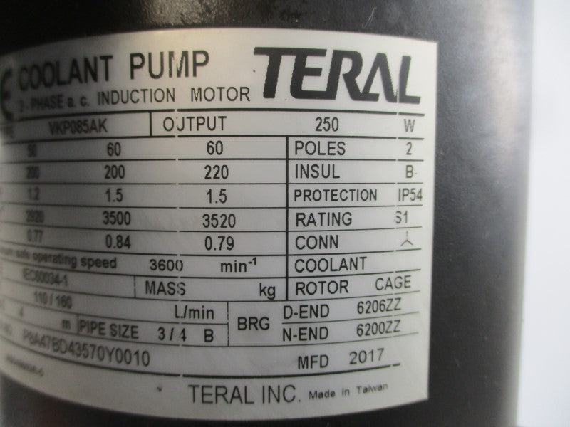 TERAL VKP085AK 200/220V 1.2/1.5A NSNP