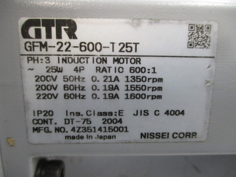 GTF GFM-22-600-T25T 4Z351415001 200/220V 0.19/0.21A UNMP