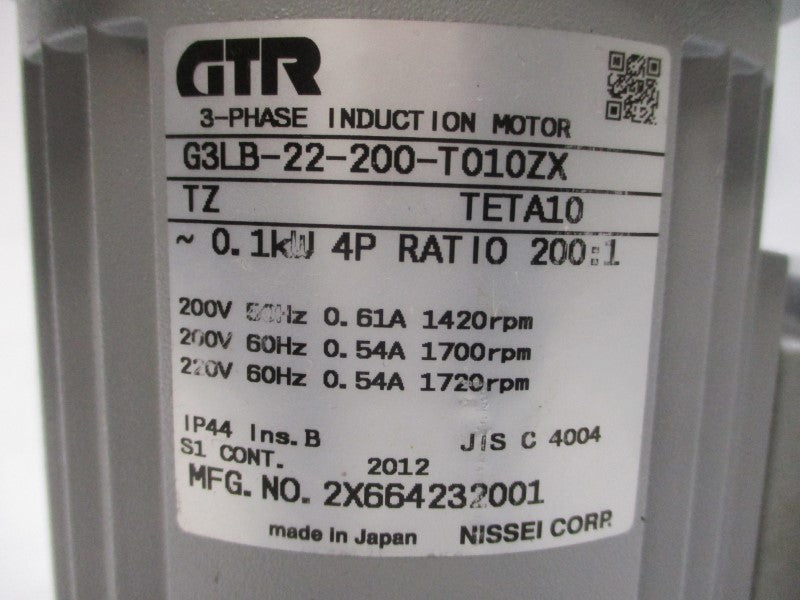 GTR G3LB-22-200-T010ZX 200/220V 0.54/0.61A UNMP