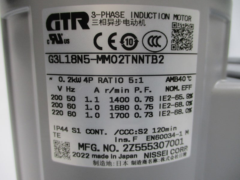 GTR G3L18N5-MM02TNNTB2 200/220V 1.0/1.1A NSMP