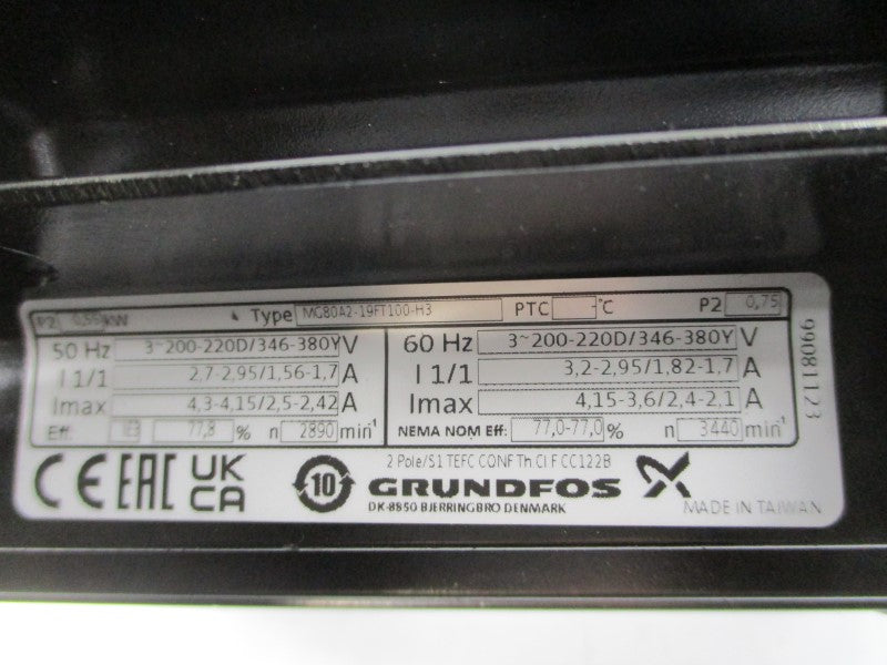 GRUNDFOS MTH2-5/5A-W-A-AQQV 200-220/346-380V 3.2-2.95/1.82-1.7A NSMP