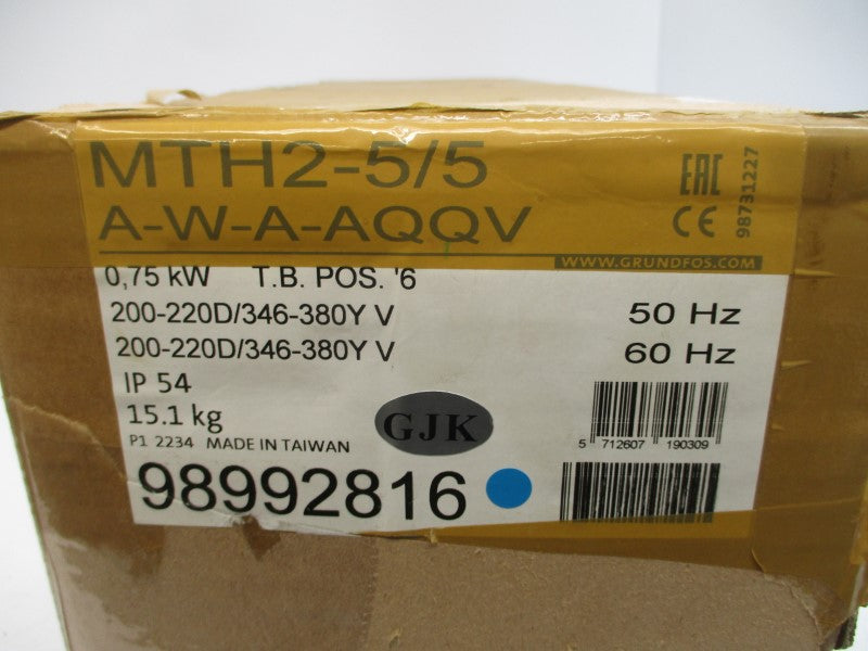 GRUNDFOS MTH2-5/5A-W-A-AQQV 200-220/346-380V 3.2-2.95/1.82-1.7A NSMP