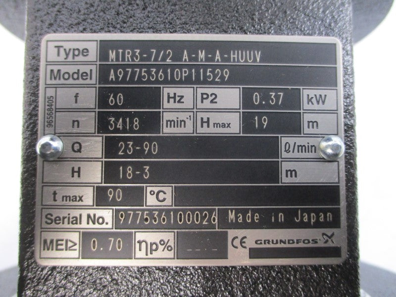 GRUNDFOS MTR3-7/2A-M-A-HUUV 200-230/346-400V 1.65-1.50/0.96-0.87A NSMP