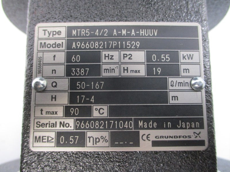 GRUNDFOS MTR5-4/2A-M-A-HUUV 200-230/346-400V 2.36-2.14/1.36-1.24A NSMP