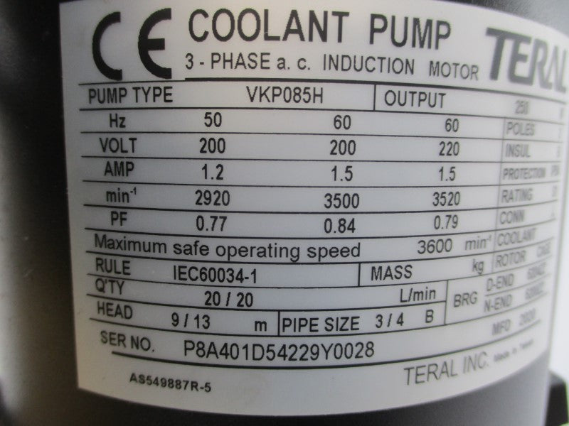 TERAL VKP085H 200/220VAC 1.2/1.5A NSMP