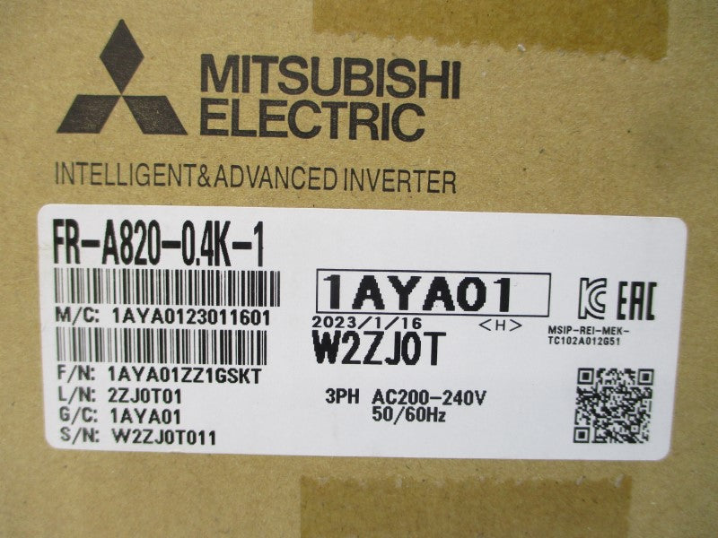 MITSUBISHI FR-A820-0.4K-1 200-240VAC 3.9/5.3A NSMP