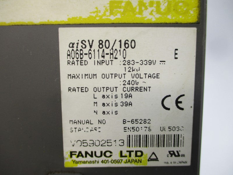 FANUC A06B-6114-H210 283-339V 39A UNMP