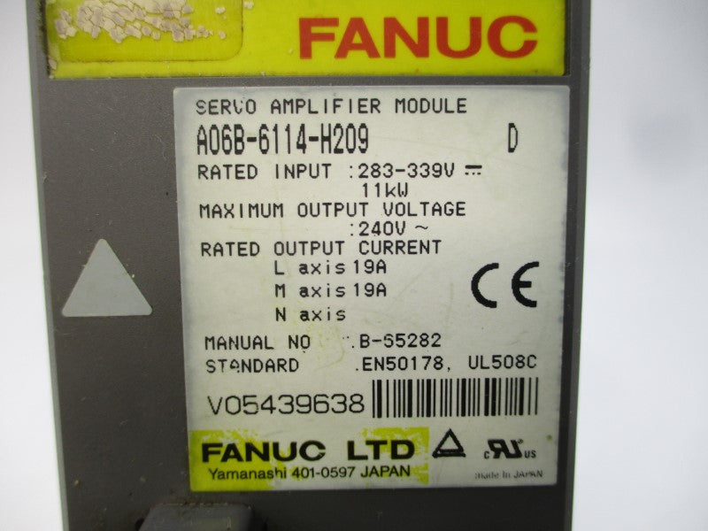FANUC A06B-6114-H209 283-339V 19A (MISSING COVER) UNMP