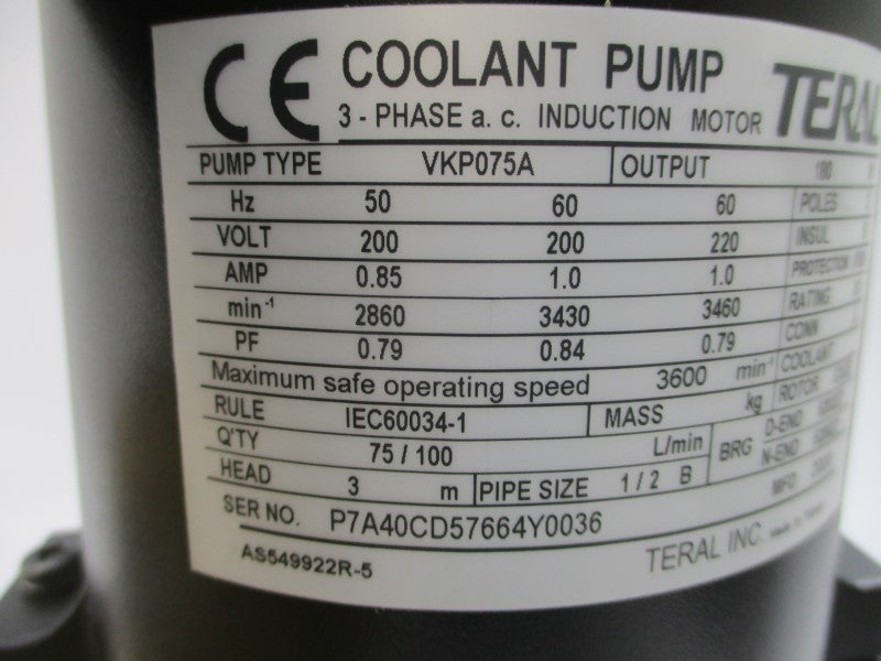 TERAL VKP075A 200/220V 0.85/1.0A NSMP