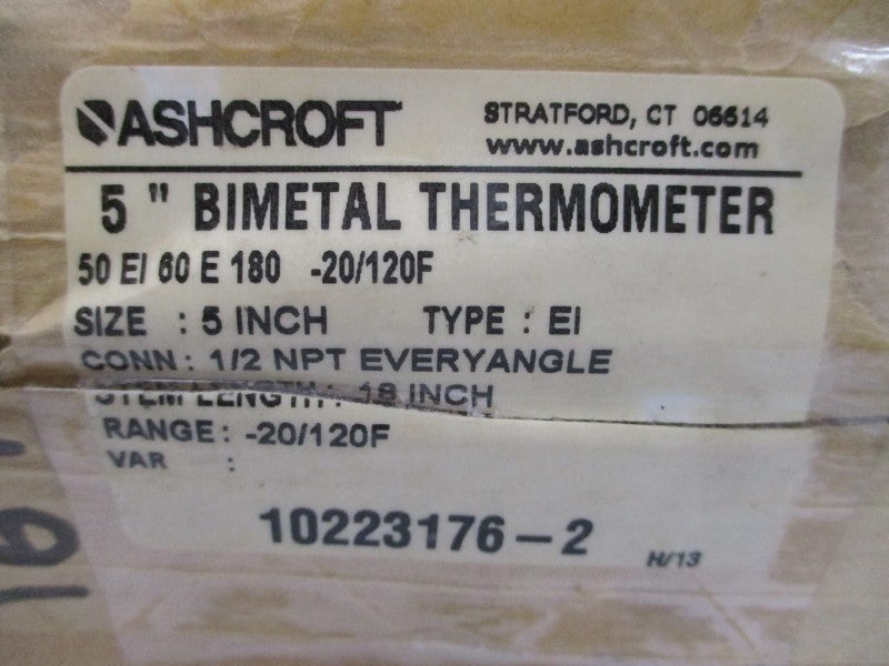 ASHCROFT 50EI60E180 -20/120'F 5" STEM18 NSMP